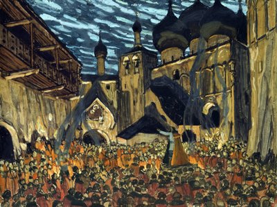 Bühnenbild für die Oper Die Magd von Pskov von N. Rimsky-Korsakov - Golovin, Alexander Yakovlevich - 1901 - Private Sammlung von Aleksandr Jakovlevic Golovin