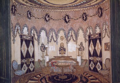 Bühnenbild für das Theaterstück Zwei Brüder von M. Lermontov, 1915 von Aleksandr Jakovlevic Golovin