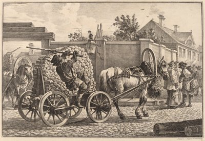 Russischer Träger, der Holz auf einem Wagen transportiert von Aleksandr Osipovich Orlovskii