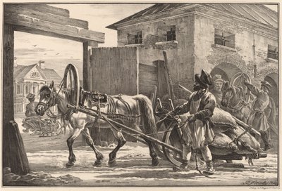 Schlitten beladen mit Mehl, geführt von einem Isvoschik von Aleksandr Osipovich Orlovskii