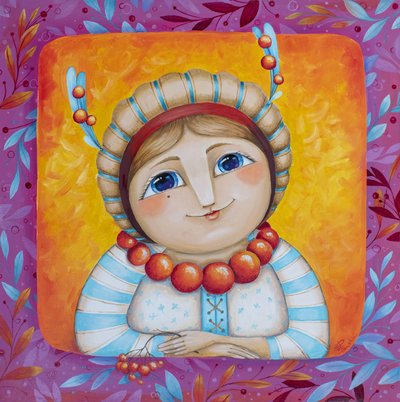 Fröhliches Volkskunstmädchen von Aleksandra Paranchenko