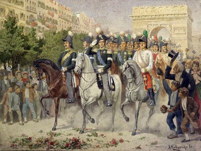 Russische und alliierte Truppen marschieren in Paris ein, 1880 von Aleksei Danilovich Kivshenko