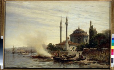 Das Goldene Horn, Konstantinopel - Das Ästuar und der natürliche Hafen von Byzanz mit einer Moschee von Aleksei Petrovich Bogolyubov