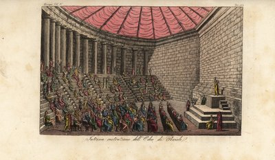 Innenraum des Odeons von Athen oder Odeon des Perikles in Athen, Griechenland von Alessandro (after) Sanquirico