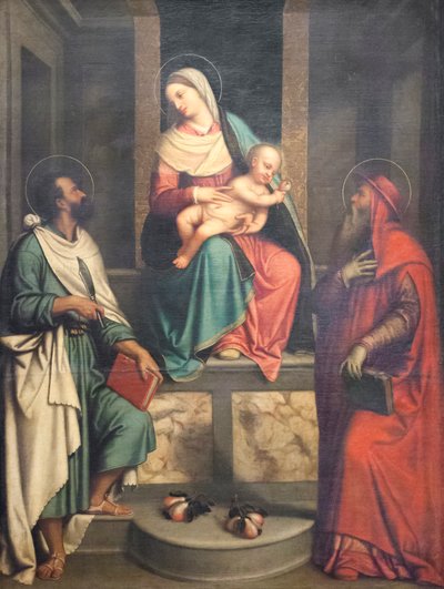 Madonna mit Kind und Heiligen von Alessandro Bonvicino Moretto