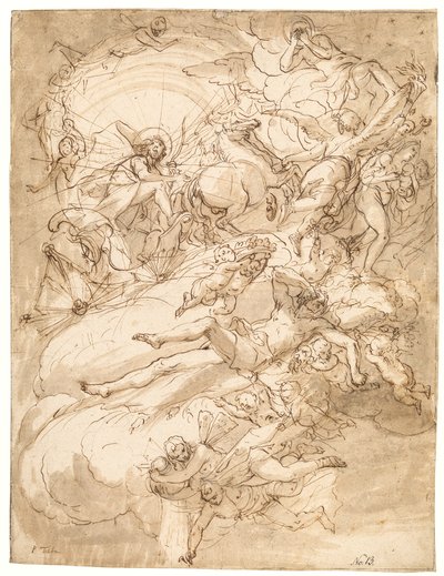 Apollo in seinem Wagen, Entwurf für ein Deckenbild von Alessandro Gherardini