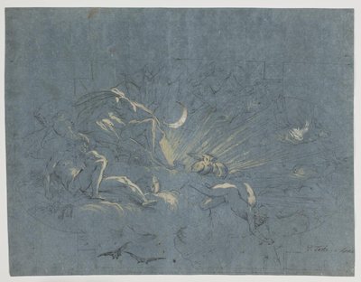 Selene und Endymion, Entwurf für ein Deckenbild von Alessandro Gherardini