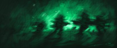 Schlacht, Infrarot-Nachtsicht von Soldaten. Zeichnung von Alessandro Lonati von Alessandro Lonati