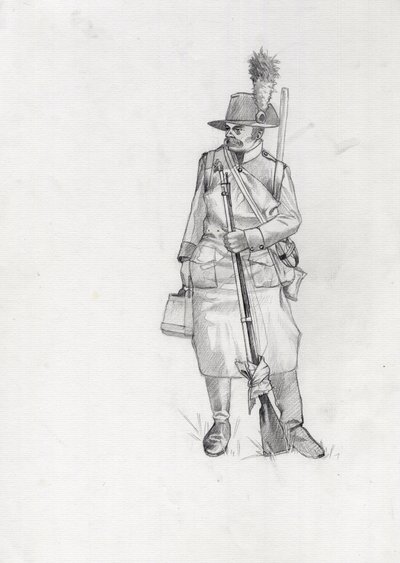 Erstes Kaiserreich (1804-1814 und 1815): Soldat der österreichisch-ungarischen Armee, Pioniersapeur. Zeichnung von Alessandro Lonati von Alessandro Lonati