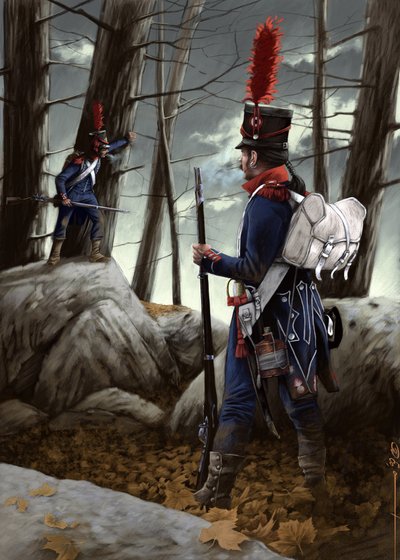 Erstes Kaiserreich: Leichtes Infanteriegewehr der Großen Armee Zeichnung von Alessandro Lonati von Alessandro Lonati