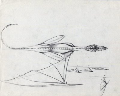 Legendäres Tier für Fantasy-Illustration: Studie für einen Drachen. Zeichnung von Alessandro Lonati von Alessandro Lonati