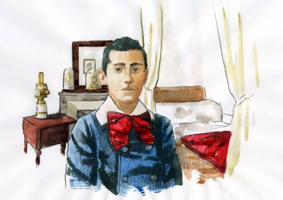 Marcel Proust jung im Zimmer seiner Tante Elisabeth von Alessandro Lonati