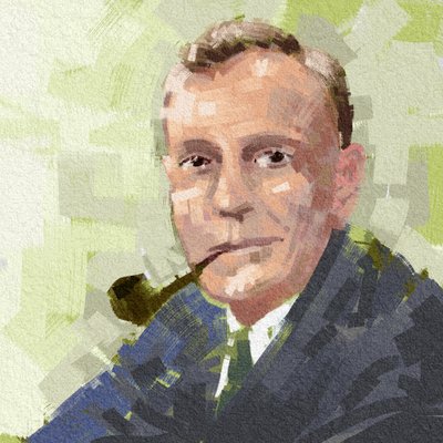 Porträt des Astronomen Edwin Hubble, 2023 (Illustration) von Alessandro Lonati