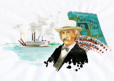Porträt des amerikanischen Schriftstellers Mark Twain (1835-1910) Illustration von Alessandro Lonati von Alessandro Lonati