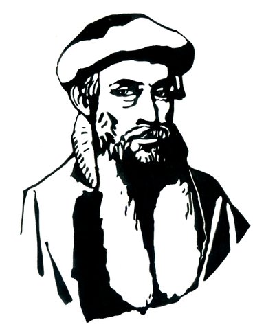 Porträt von Johannes Gutenberg (1400-1468) Illustration von Alessandro Lonati von Alessandro Lonati