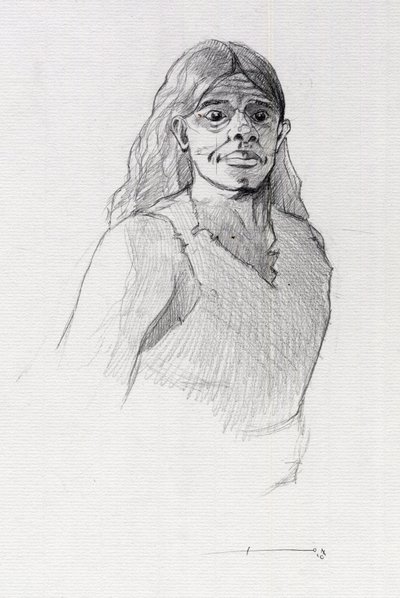 Porträt eines Piraten (Freibeuter) oder Büste eines Seemanns. Zeichnung von Alessandro Lonati. von Alessandro Lonati