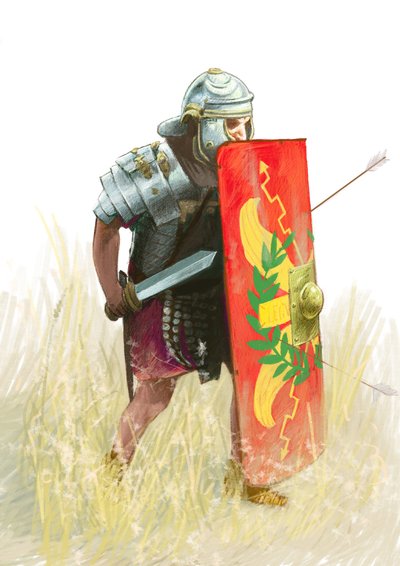 Römische Legion - Römischer Legionär - Römische Antike: Darstellung eines römischen Legionärs - Zeichnung von Alessandro Lonati von Alessandro Lonati