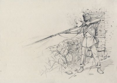Zweites Kaiserreich (1852-1870): Infanterist beim Schießen, Soldat der österreichischen Armee, österreichisch-ungarisch. von Alessandro Lonati