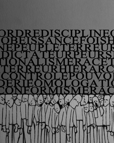 Das Gewicht der Diktatur, Repression, Disziplin über den Menschen, Menge von Macht und Angst der Tyrannen erdrückt - Illustration 2014 von Alessandro Lonati