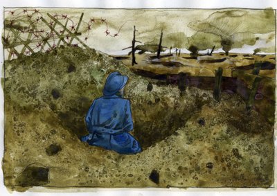 Erster Weltkrieg: Ein haariger Mann im Schützengraben von Alessandro Lonati
