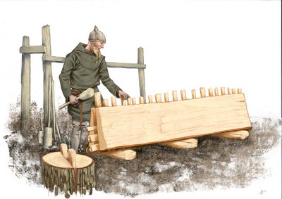 Wikinger Schiffbauer bei der Arbeit von Alessandro Lonati