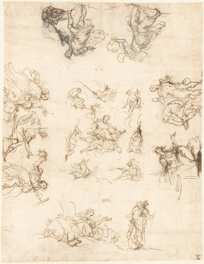 Ein unterteiltes Deckengemälde mit Allegorien und Mythen von Alessandro Maganza