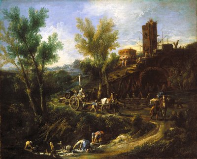 Landschaft mit Zigeunern und Wäscherinnen von Alessandro Magnasco