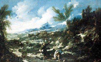 Heiliger Augustinus mit dem Kind und der Muschel, ca. 1720-25 von Alessandro Magnasco