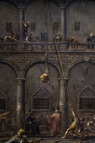 Die Ankunft und Vernehmung von Galeerensklaven im Gefängnis von Genua von Alessandro Magnasco