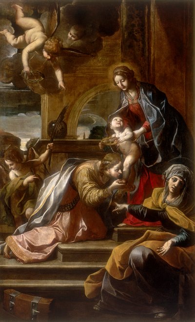Mystische Hochzeit der Heiligen Katharina, Werk von Alessandro Tiarini, aufbewahrt in der Galleria Estense in Modena von Alessandro Tiarini