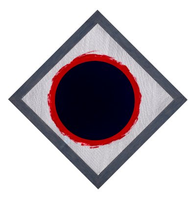 Kreis Blau auf rotem Diamanten von Alex Dunn
