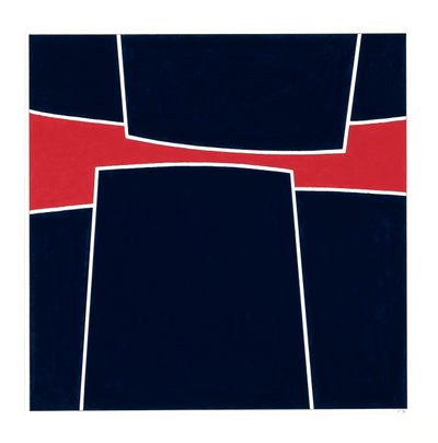 Druck Blau auf Rot von Alex Dunn