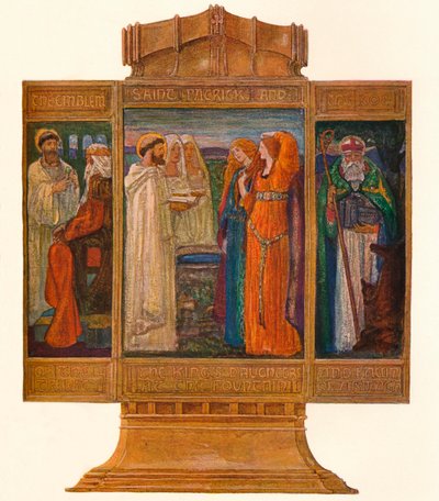 Triptychon in bemalten Emaille: Szenen aus dem Leben des heiligen Patrick, 1903 von Alexander Fisher