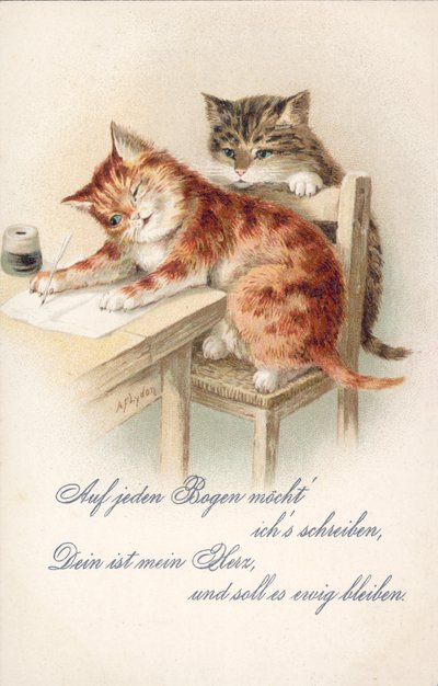 Humorvolle Katzenpostkarte von Alexander Francis (after) Lydon