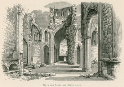 Melrose Abbey, Schiff und Nord- und Südschiff (Gravur) von Alexander Francis Lydon
