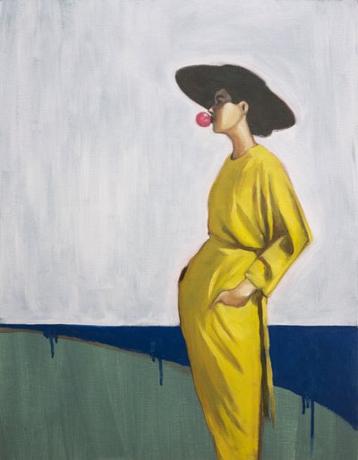 Elegante Frau mit rosa Blase von Alexander Grahovsky