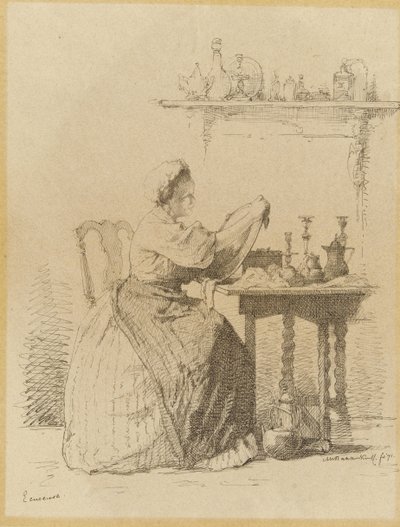 Dienstmädchen, das am Tisch putzt von Alexander Hugo Bakker Korff