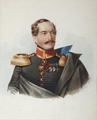Porträt von Graf Dmitri Alexejewitsch Schtscherbatow, 1818-1881, 1849 von Alexander Ivanovich Klünder