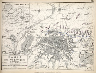 Karte von Paris und Umgebung, veröffentlicht von William Blackwood and Sons, Edinburgh & London von Alexander Keith Johnston