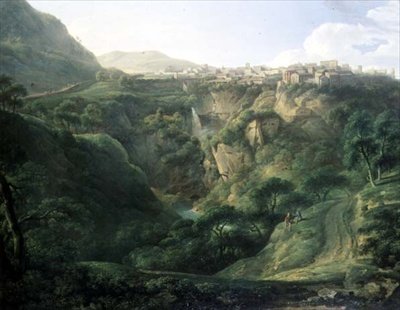 Hadrians Villa in Tivoli mit dem Tempel der Vesta von Alexander Nasmyth