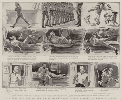 Ein ermüdender Tag während der Marine-Manöver, Tallboys versucht eine Siesta zu genießen von Alexander Stuart Boyd