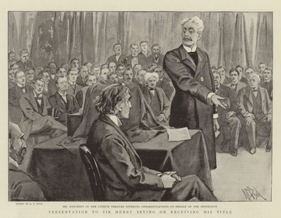 Übergabe an Sir Henry Irving bei Erhalt seines Titels von Alexander Stuart Boyd