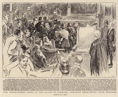 Die schändliche Szene im Unterhaus, Ausweisung widerspenstiger irischer Mitglieder von Alexander Stuart Boyd