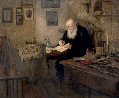 Porträt von Leo Tolstoi von Alexander Viktorovich Moravov