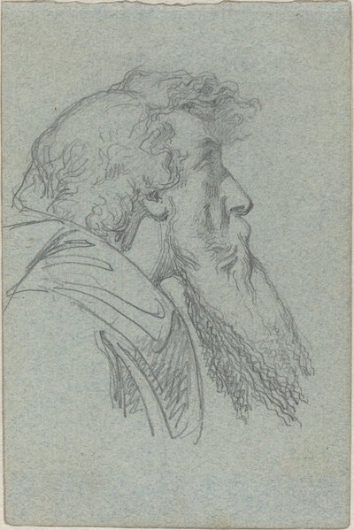 Bärtiger Mann, der nach oben schaut / Umhangfigur mit erhobenen Armen von Alexandre Bida