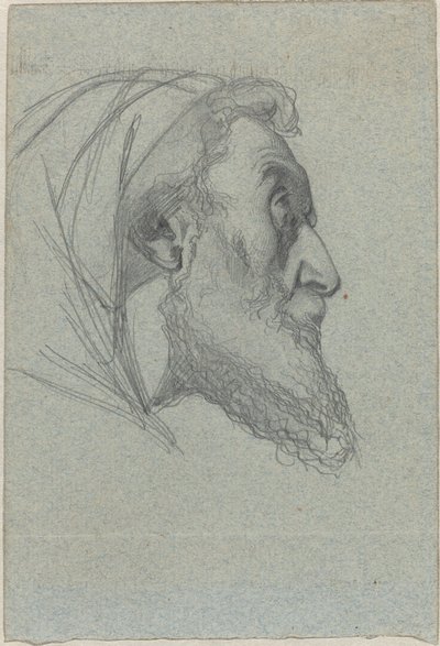 Bärtiger Mann im Profil (recto) / Frau, die nach oben schaut (verso) von Alexandre Bida