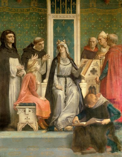 Die Weiße Königin von Kastilien hält eine Vorlesung für den zukünftigen König Ludwig IX. (Saint Louis) (1214-1270) als Kind von Alexandre Cabanel