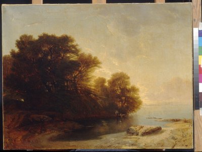 Bäume am See von Calame, Alexandre von Alexandre Calame