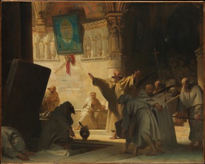 Dramatische Szene mit Mönchen in einer Krypta von Alexandre Evariste Fragonard