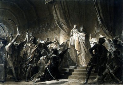 Die Kaiserin Maria-Theresia (1717-80) stellt den zukünftigen Joseph II. den Magnaten von Ungarn vor von Alexandre Evariste Fragonard